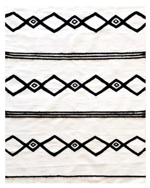 Roxie Handwoven Black and Cream Area Rug | Rugs by Mumo Toronto Inc