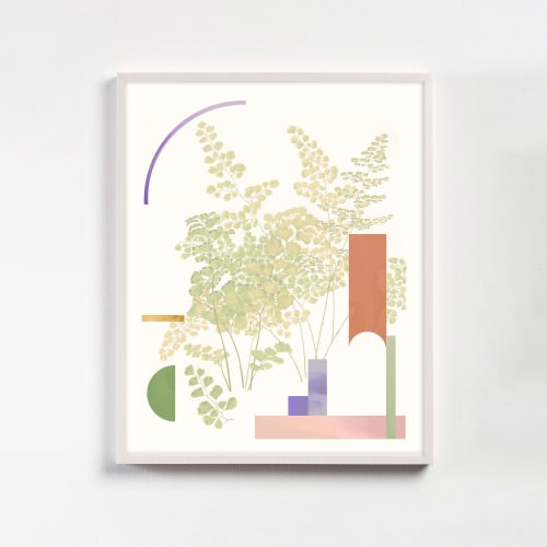 Botanical Collage Print with Abstract Geometric Shapes | Prints by Capricorn Press