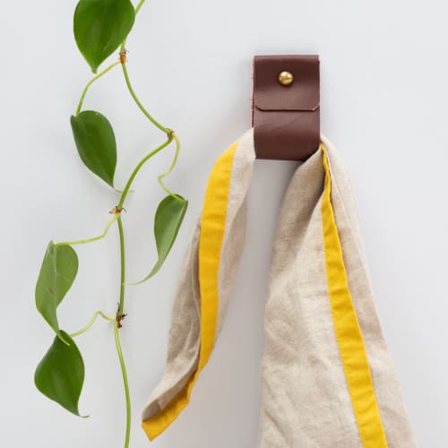 Small Wide Leather Wall Strap [Round End] | Storage by Keyaiira | leather + fiber | Artist Studio in Santa Rosa