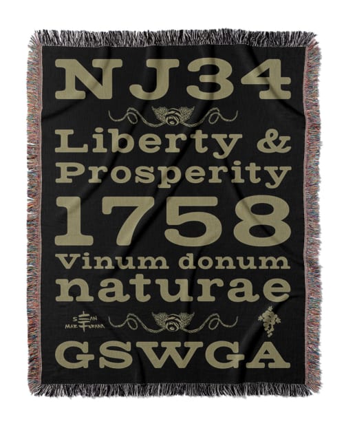 VIN - Ambrosia Typography Jacquard Woven Blanket for the Gar | Linens & Bedding by Sean Martorana
