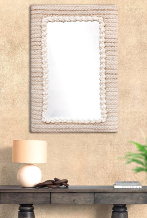 Handcrafted Wool Wall Mirror, Boho Rustic Farmhouse Decor | Decorative Objects by Swiflo
