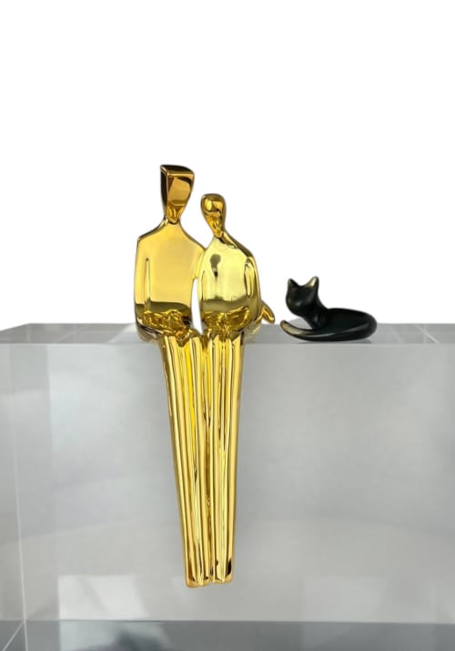 Combo Set: Close to Me Sculpture with Curled Cat | Sculptures by YENNY COCQ