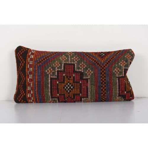Lumbar Cicim Pillow Cover - Organic Brown Jajim Pillow Cover | Cushion in Pillows by Vintage Pillows Store