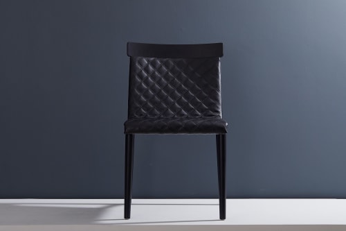"Dry" CD5. Ebonized, Quilted, Leather Back, No Arms | Chairs by SIMONINI