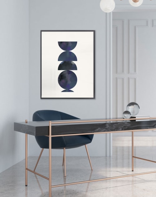 Minimal Watercolor Abstract Print with Geometric Shapes and | Prints by Capricorn Press