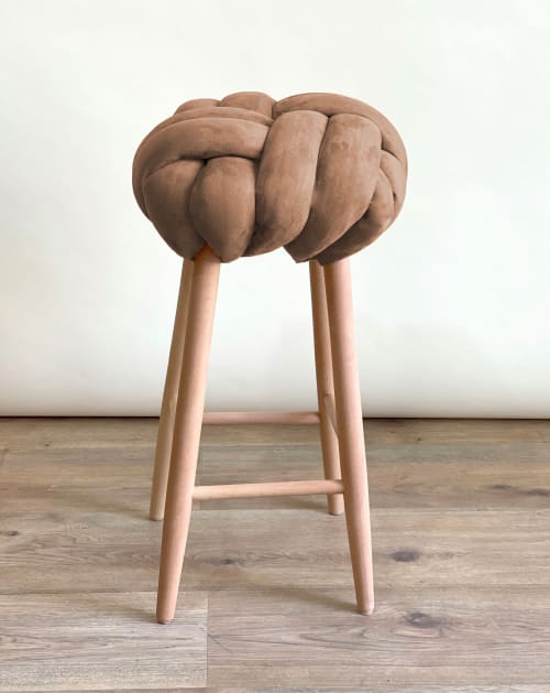 Chocolate Brown Vegan Suede Knot Bar Stool | Chairs by Knots Studio