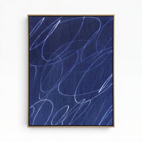Gestural Marks in Marine by DSCVR Art Framed Canvas Wall Art | Paintings by ArtCollectiv