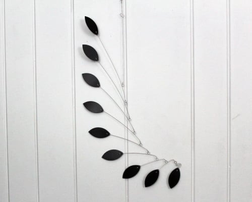 Black Mobile for the Minimalist or Modern Home Leaf Wave | Wall Sculpture in Wall Hangings by Skysetter Designs