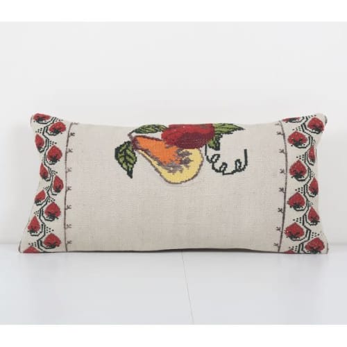 Embroided Turkish Kilim Pillow Cover, Aubusson Vase Design K | Pillows by Vintage Pillows Store