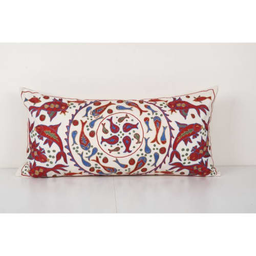 Suzani Animal aquarium Pillow Cover, Ethnic Uzbek Pictorial | Cushion in Pillows by Vintage Pillows Store