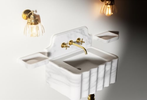 Handcrafted Carrara Marble Fluted Vessel Sink: Timeless Elegance and Radiance for Your Bathroom | Water Fixtures by AYMARBLEDESIGN LLC