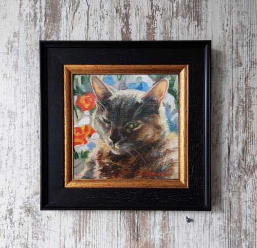 Cat pet portrait painting original, Custom cat painting | Oil And Acrylic Painting in Paintings by Natart