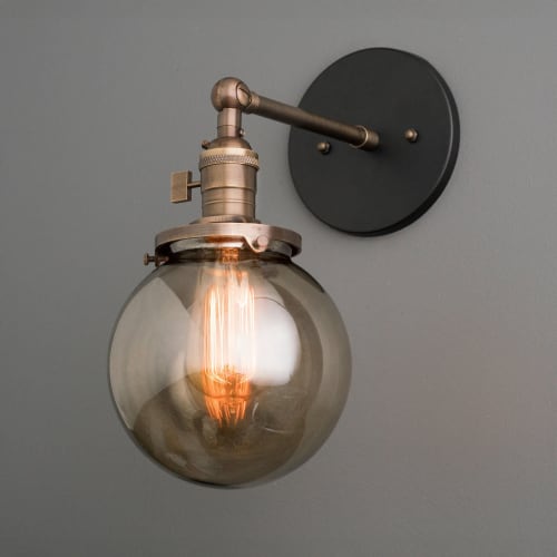 Smoked Globe Light -Interior Wall Sconce - Model No. 2435 | Sconces by Peared Creation