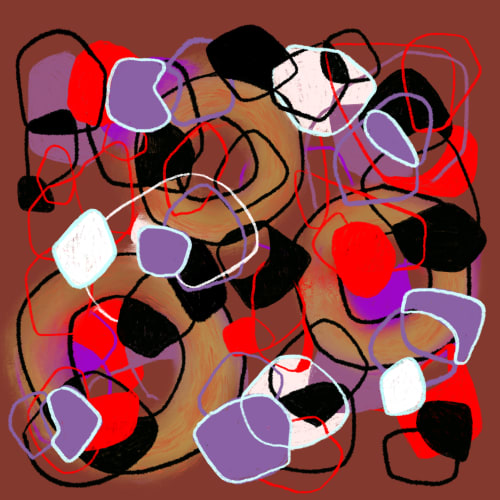 Maroon Mid Century #2 | Prints in Paintings by Carolyn McGlennon