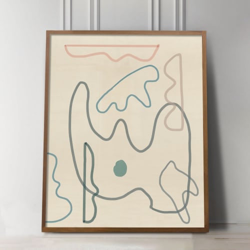 Minimal Abstract Line Drawing, Pastel Colorful Modern | Prints by Capricorn Press