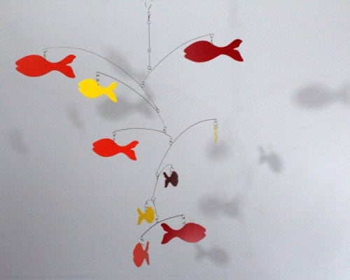 Fish Mobile Kinetic Art with Red Fish | Wall Hangings by Skysetter Designs