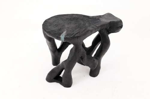 Rustic Sculptural Coffee Table, Burnt Black Wood, Carved, Unique, Logniture | Tables by Logniture