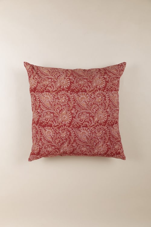 Scarlet Echo Kalamkari Pillow | Pillows by Ninéh