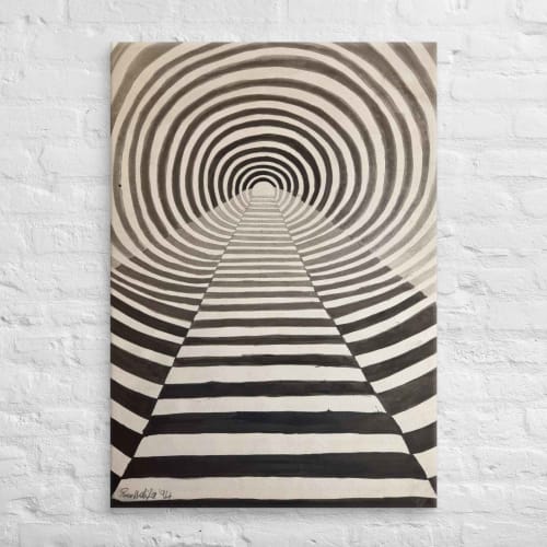 Canvas Print - Tunnel of Illusion - Geometric Op Art | Work by Eman's Gallery