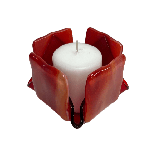 Streaky Red Glass Candleholder | Candle Holder in Decorative Objects by Sand & Iron