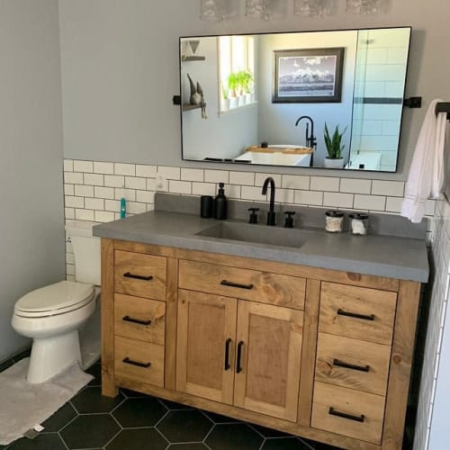 Model 1063 - Custom Single Sink Vanity | Furniture by Limitless Woodworking