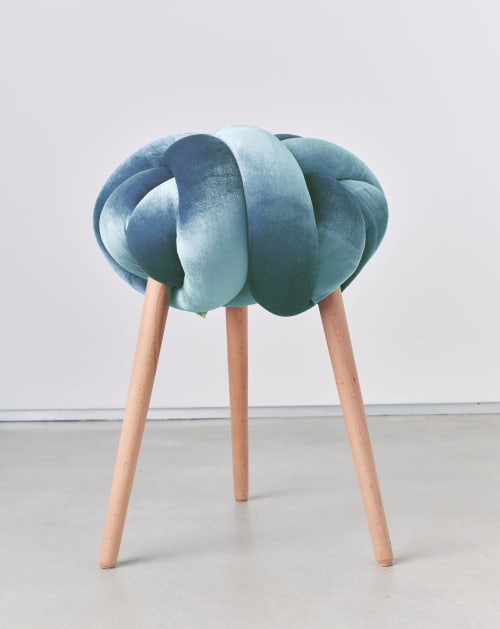 Sage Velvet Knot Stool | Chairs by Knots Studio