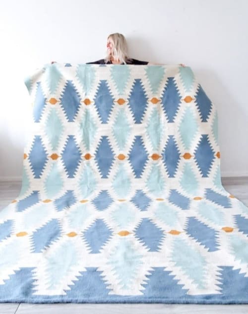 Blue Diamonds Handwoven Area Rug | Rugs by Mumo Toronto