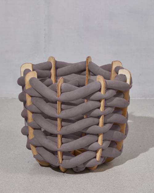 (L) Hull Basket in Graphote Ultra suede | Storage Basket in Storage by Knots Studio