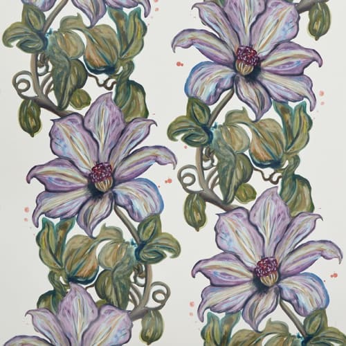 Gratis Clematis White Wallpaper | Wall Treatments by Stevie Howell