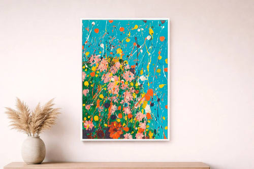 Bloomfall – Original Abstract Floral Painting on Canvas | Paintings by Dario Moschetta