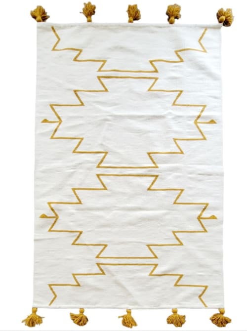 Mustard Cleo Handwoven Kilim Area Rug | Rugs by Mumo Toronto