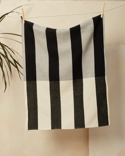 Sol Tea Towel - Black | Linens & Bedding by MINNA