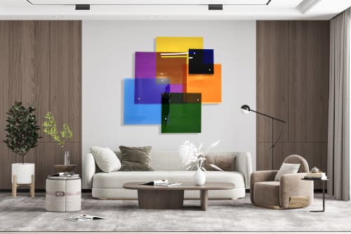 Oversized Multicolor Squares /Transparent Acrylic Art/ Wall | Wall Hangings by uniQstiQ