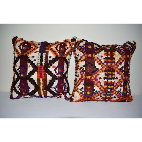 18" X 18" Pair Turkish Anatolian Tulu Pillow | Linens & Bedding by Vintage Pillows Store
