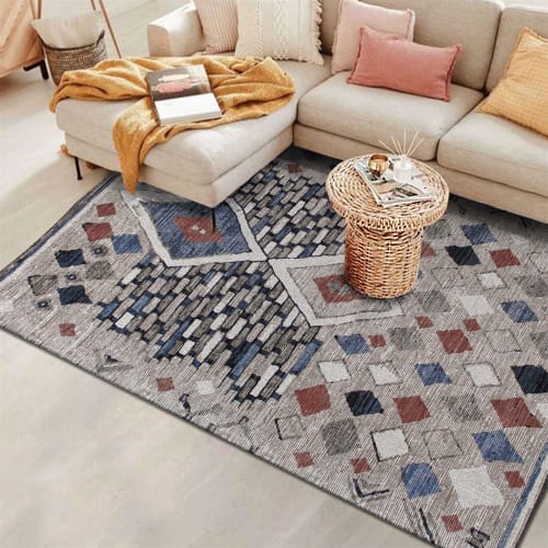 Multi Jacquard Woven Wool Blend Modern Geometric Area Rug | Rugs by Swiflo