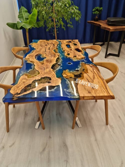 Live edge epoxy ocean table,epoxy dining table | Tables by Brave Wood