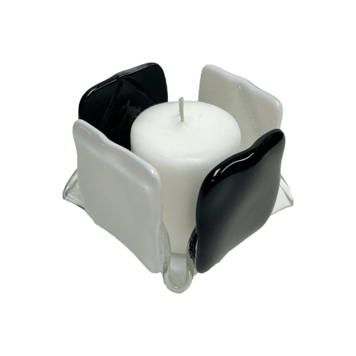 Black & White Glass Candleholder | Candle Holder in Decorative Objects by Sand & Iron