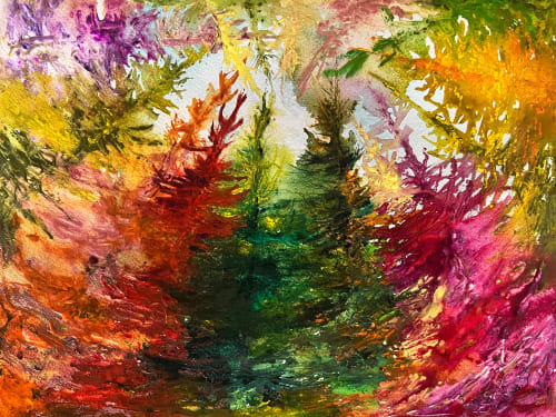 The Sky Is The Limit, Autumnal Colors | Watercolor Painting in Paintings by Checa Art