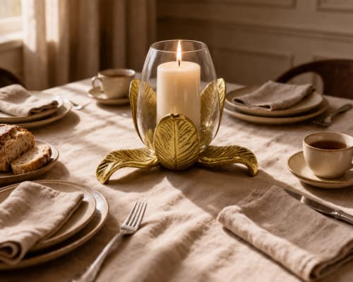 Flora Glow Votive Candle Holder — Gold Finish | Decorative Objects by Raíz Studio