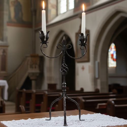 Hand Forged Iron Candelabra 25″ (63cm) | Decorative Objects by Edecra