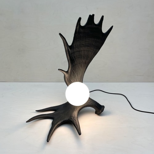 Moose Antler Lamp - Black | Table Lamp in Lamps by Farmhaus + Co.