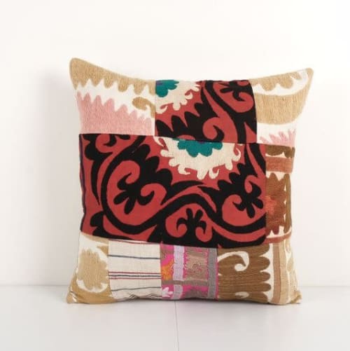 Suzani Square Cushion Cover, Tribal House Decor, Embroidery | Pillows by Vintage Pillows Store