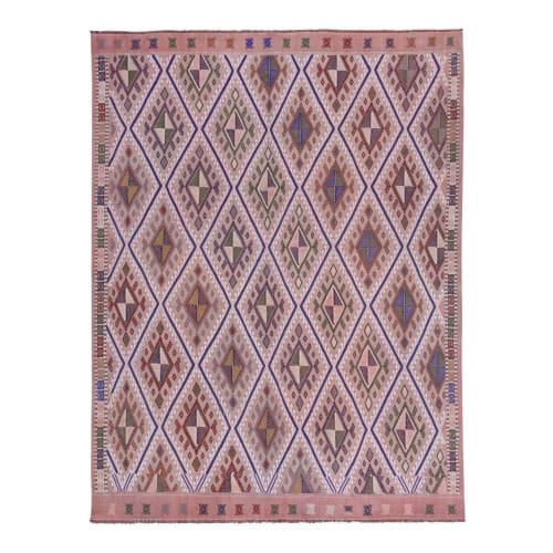 Classic Handwoven Pastel Color Diamond Pattern Turkish Kilim | Rugs by Vintage Pillows Store
