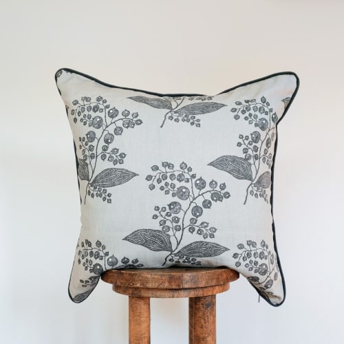 Chateau Grey Berries with Suede Welt Pillow 22x22 | Pillows by Vantage Design