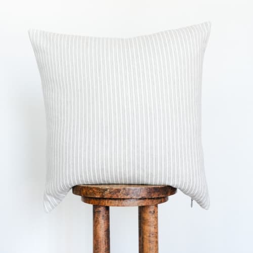 Purple & Cream Striped Wool Pillow 22x22 | Pillows by Vantage Design