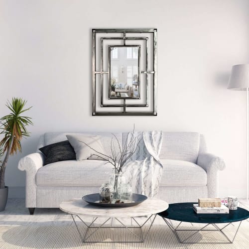 Art Deco Brushed Metal Mirror | Decorative Objects by Sand & Iron
