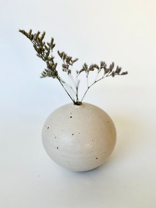 Warm satin white speckled orb no. 17 | Vases & Vessels by Dana Chieco