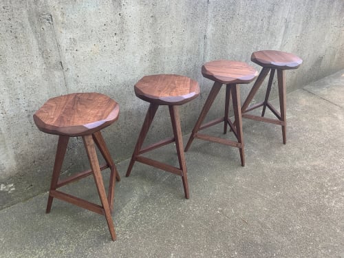 Tripod Stool, tabouret, Distressed Wood Counter stool, USA made | Chairs by Marco Bogazzi