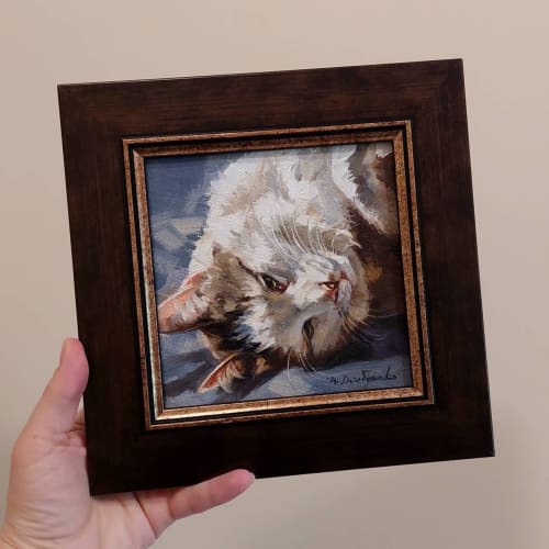 Custom pet portrait oil painting original, Custom cat | Oil And Acrylic Painting in Paintings by Natart