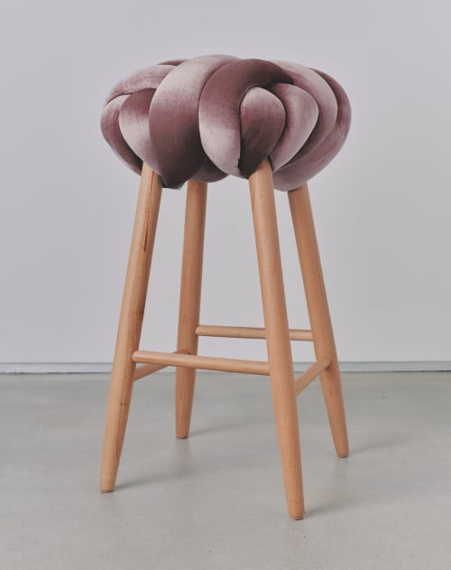 Plum Velvet Knot Bar Stool | Chairs by Knots Studio